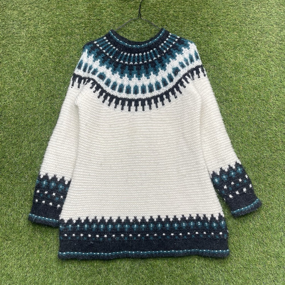 Brooks Brothers Alpaca Sweater Womens Small Fairisle Yolk Wool Blend Knit Chunky